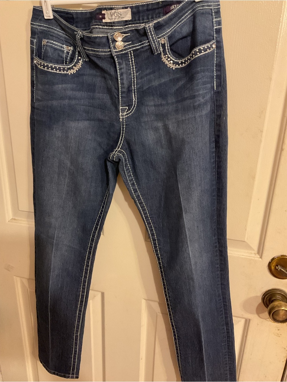 Vigoss Women’s Skinny Jeans with Pocket Stud Detailing Sz.10 Bead Embellishment